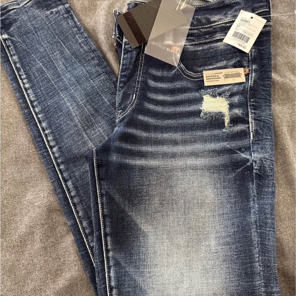 Buckle Women's Blue Distressed Skinny Jeans